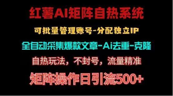 红薯矩阵自热系统，独家不死号引流玩法！矩阵操作日引流500+-桀创项目掘金社