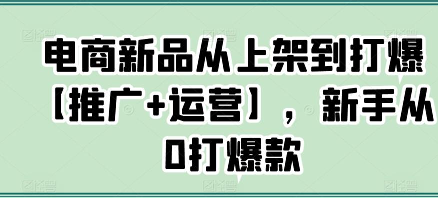 电商新品从上架到打爆【推广+运营】，新手从0打爆款-桀创项目掘金社