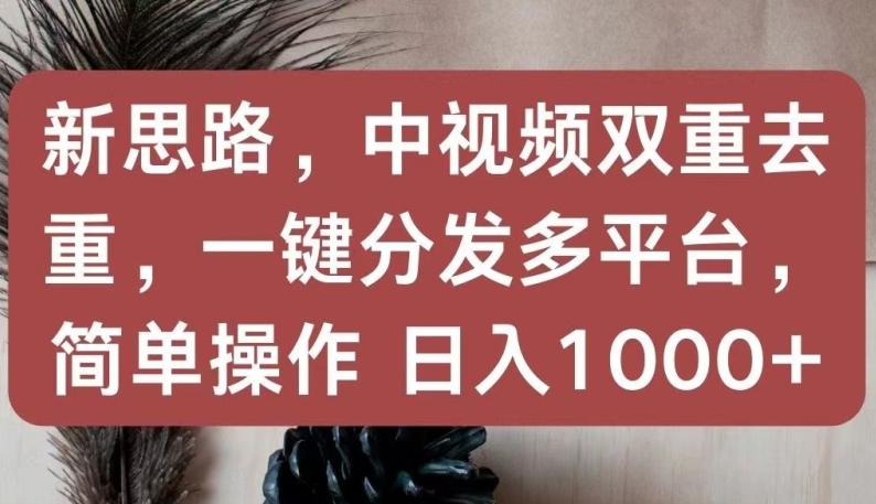 新思路，中视频双重去重，一键分发多平台，简单操作，日入1000+【揭秘】-桀创项目掘金社