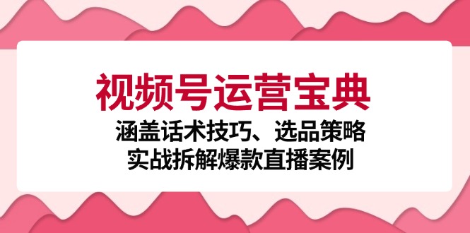 视频号运营宝典：涵盖话术技巧、选品策略、实战拆解爆款直播案例-桀创项目掘金社