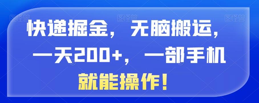 快递掘金，无脑搬运，一天200+，一部手机就能操作！-桀创项目掘金社