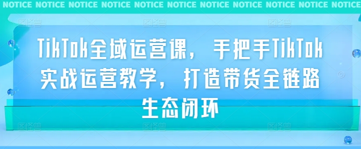 TikTok全域运营课，手把手TikTok实战运营教学，打造带货全链路生态闭环-桀创项目掘金社