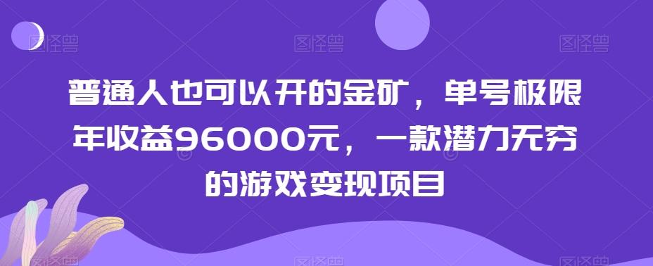 普通人也可以开的金矿，单号极限年收益96000元，一款潜力无穷的游戏变现项目【揭秘】-桀创项目掘金社