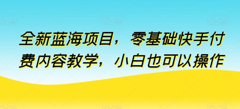全新蓝海项目，零基础快手付费内容教学，小白也可以操作【揭秘】-桀创项目掘金社