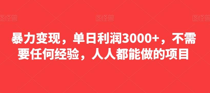 暴力变现，单日利润3000+，不需要任何经验，人人都能做的项目-桀创项目掘金社