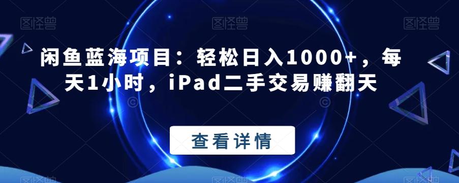 闲鱼蓝海项目：轻松日入1000+，每天1小时，iPad二手交易赚翻天-桀创项目掘金社