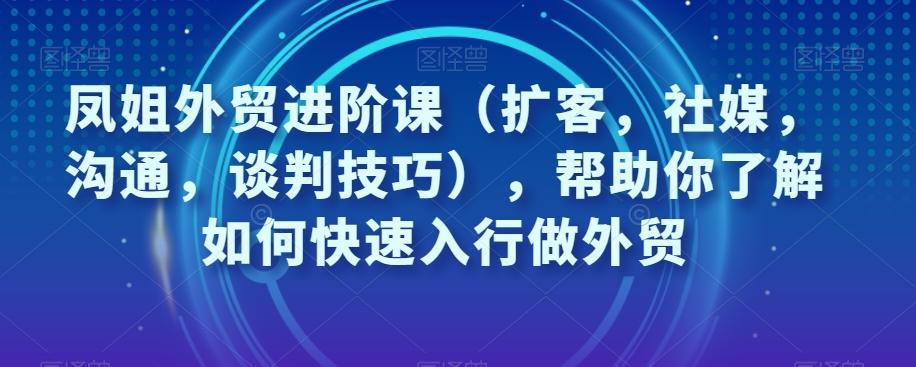 凤姐外贸进阶课（扩客，社媒，沟通，谈判技巧），帮助你了解如何快速入行做外贸-桀创项目掘金社