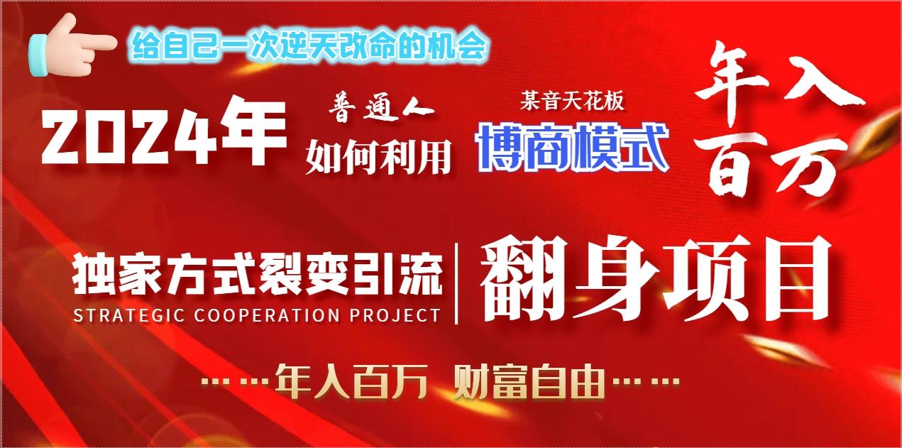 2024年普通人如何利用博商模式做翻身项目年入百万，财富自由-桀创项目掘金社