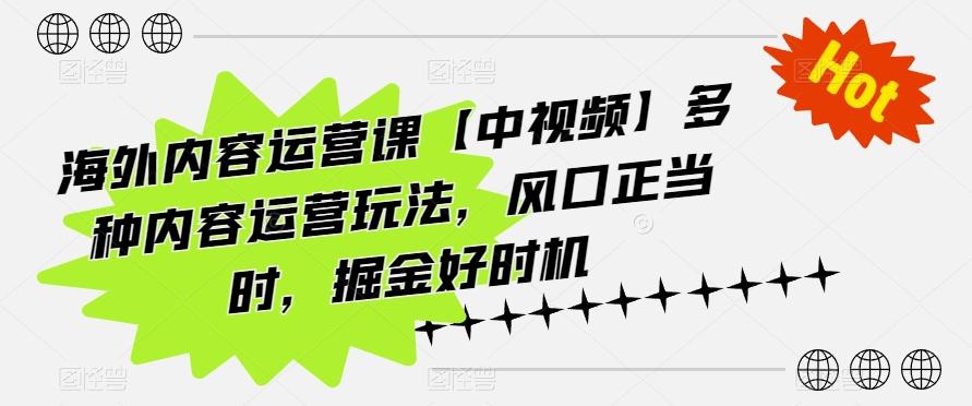 海外内容运营课【中视频】多种内容运营玩法，风口正当时，掘金好时机-桀创项目掘金社