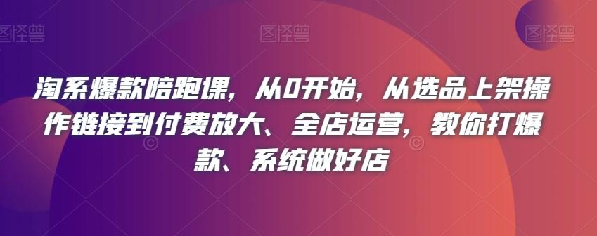 淘系爆款陪跑课，从0开始，从选品上架操作链接到付费放大、全店运营，教你打爆款、系统做好店-桀创项目掘金社