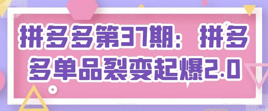 拼多多第37期：拼多多单品裂变起爆2.0-桀创项目掘金社