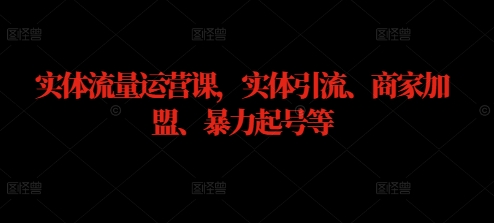 实体流量运营课，实体引流、商家加盟、暴力起号等-桀创项目掘金社
