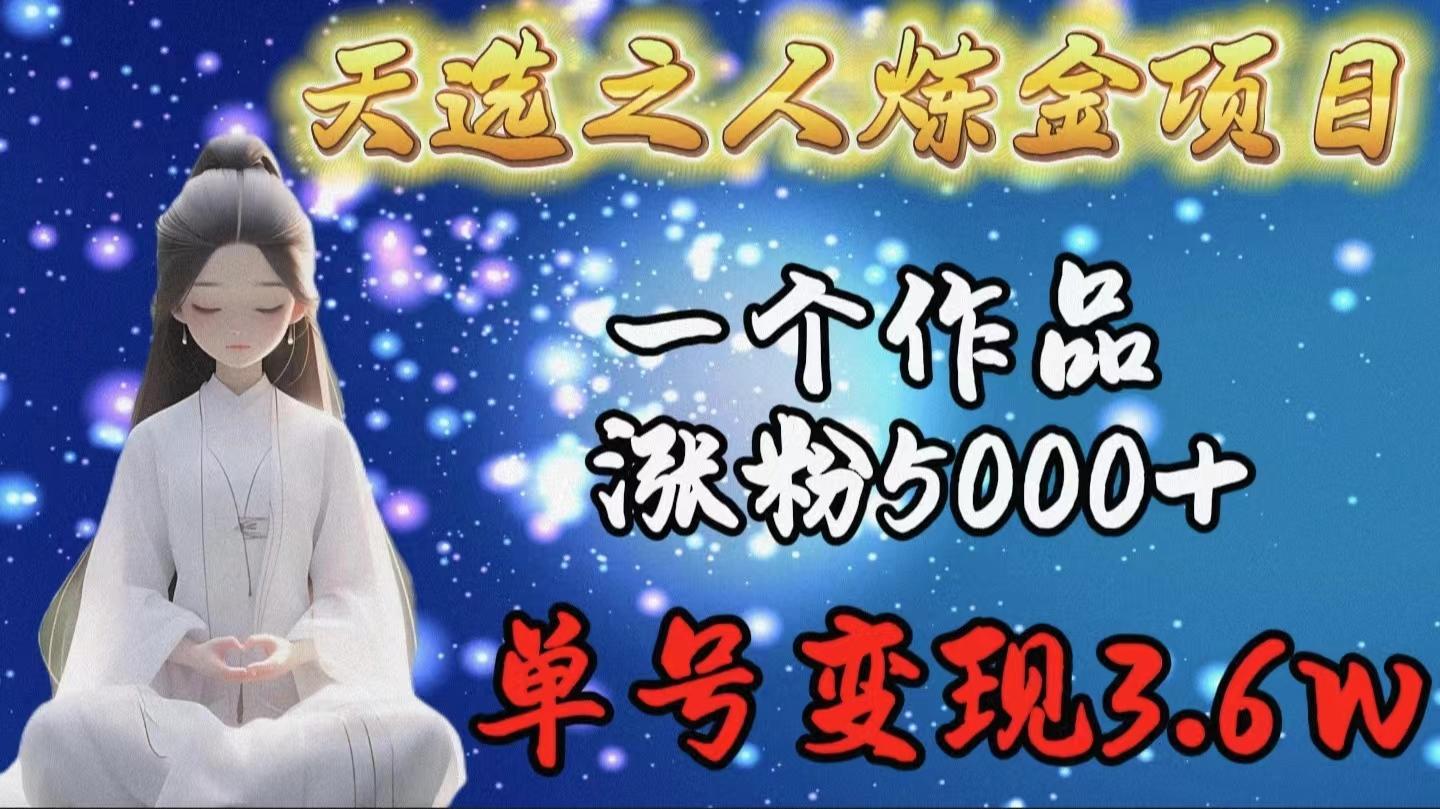 (9693期)天选之人炼金项目，一个作品涨粉5000+，单号变现3.6w-桀创项目掘金社