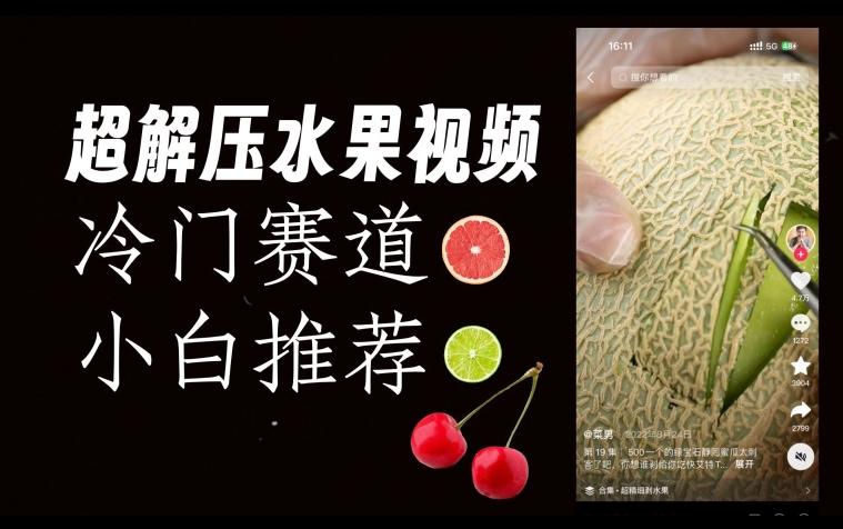 超冷门抖音赛道，水果解压视频0风险，非常容易爆火【揭秘】-桀创项目掘金社