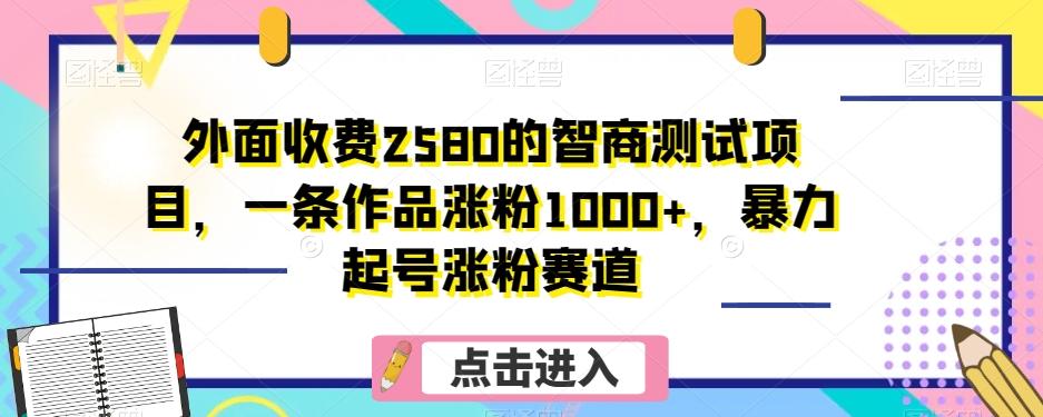 外面收费2580的智商测试项目，一条作品涨粉1000+，暴力起号涨粉赛道【揭秘】-桀创项目掘金社