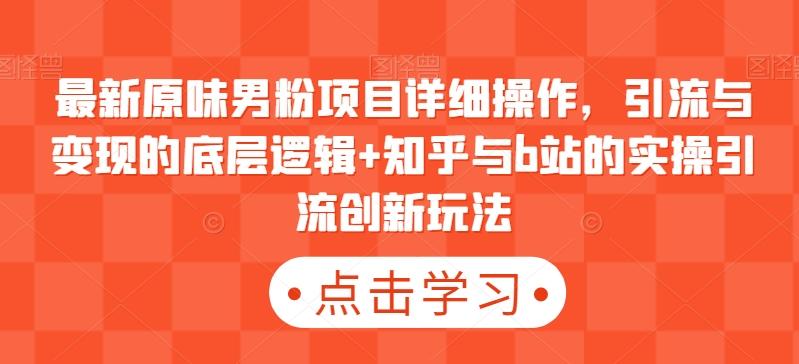 最新原味男粉项目详细操作，引流与变现的底层逻辑+知乎与b站的实操引流创新玩法-桀创项目掘金社