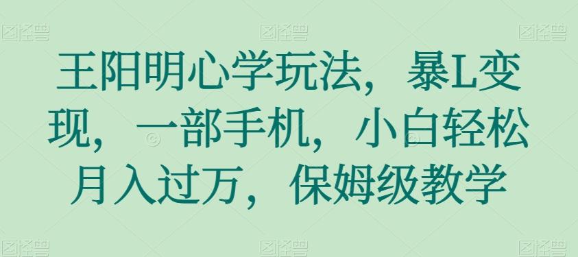 王阳明心学玩法，暴L变现，一部手机，小白轻松月入过万，保姆级教学【揭秘】-桀创项目掘金社
