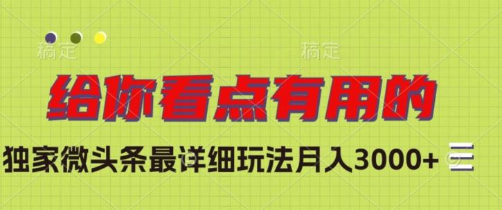 独家微头条最详细玩法，月入3000+【揭秘】-桀创项目掘金社