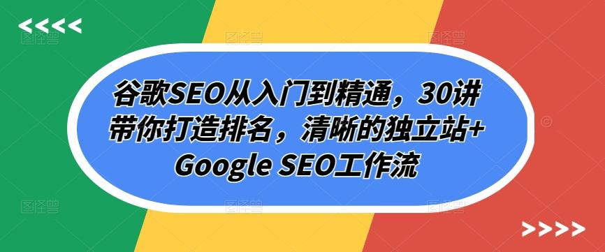 谷歌SEO从入门到精通，30讲带你打造排名，清晰的独立站+Google SEO工作流-桀创项目掘金社