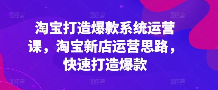 淘宝打造爆款系统运营课，淘宝新店运营思路，快速打造爆款-桀创项目掘金社