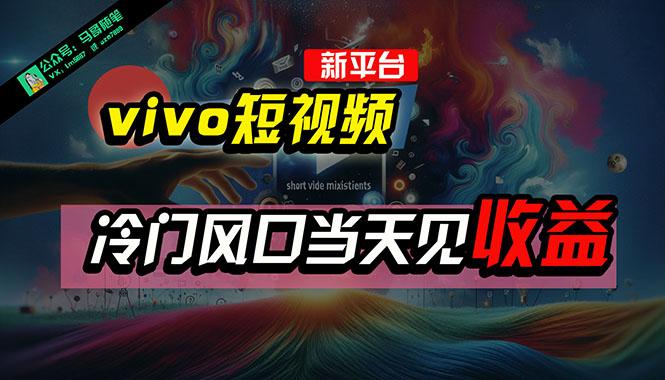 全新平台vivo短视频，新风口AI混剪无脑搬运，冷门风口当天见收益，7天…-桀创项目掘金社
