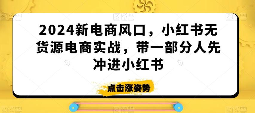 2024新电商风口，小红书无货源电商实战，带一部分人先冲进小红书-桀创项目掘金社