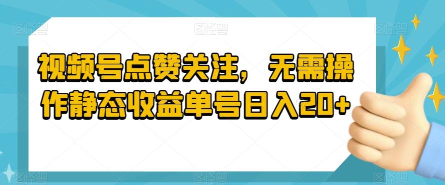 视频号点赞关注，无需操作静态收益单号日入20+-桀创项目掘金社