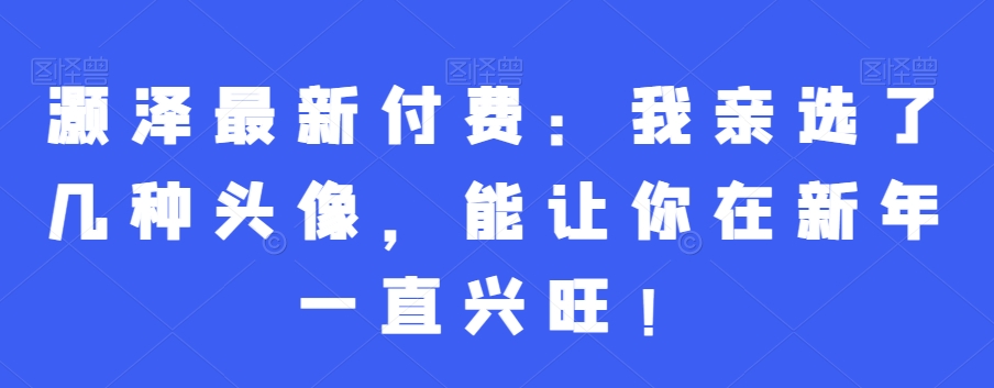 灏泽最新付费：我亲选了几种头像，能让你在新年一直兴旺！-桀创项目掘金社
