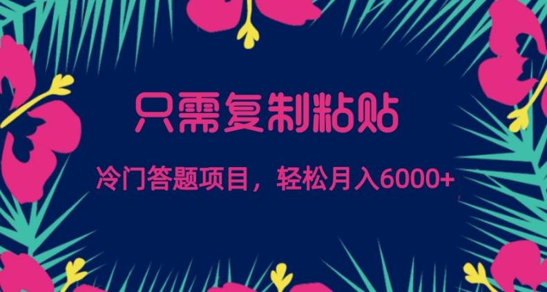 只需复制粘贴，冷门答题项目，轻松月入6000-桀创项目掘金社