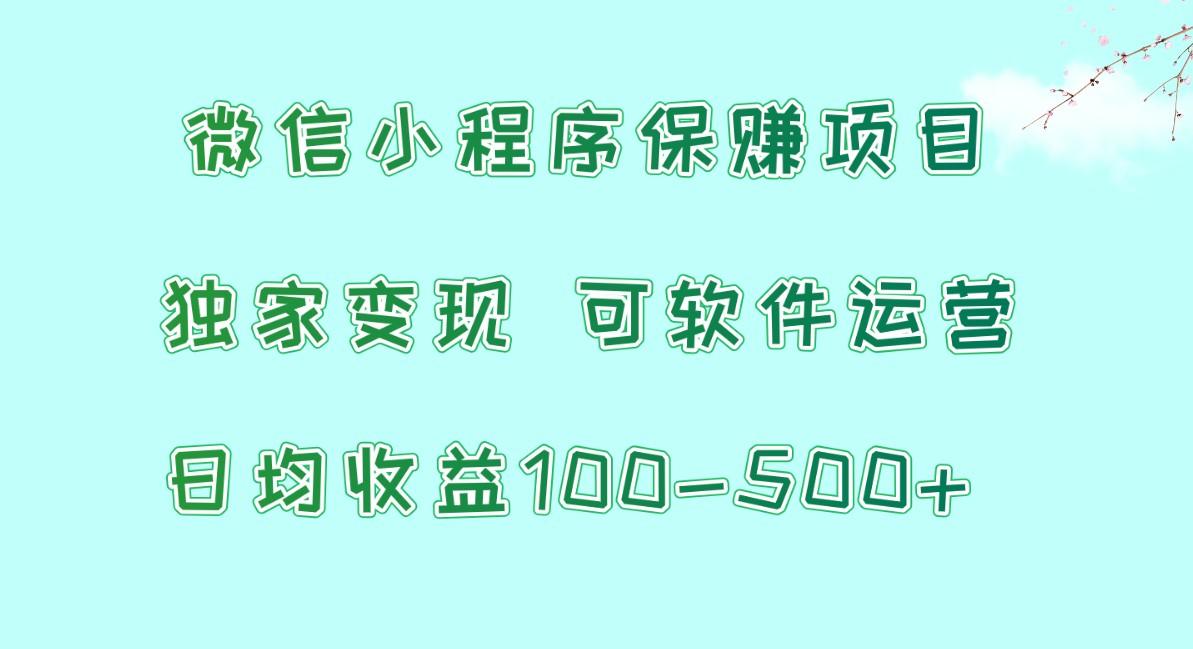 微信小程序保赚项目，日均收益100~500+，独家变现，可软件运营-桀创项目掘金社