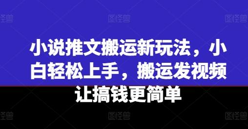 小说推文搬运新玩法，小白轻松上手，搬运发视频让搞钱更简单-桀创项目掘金社