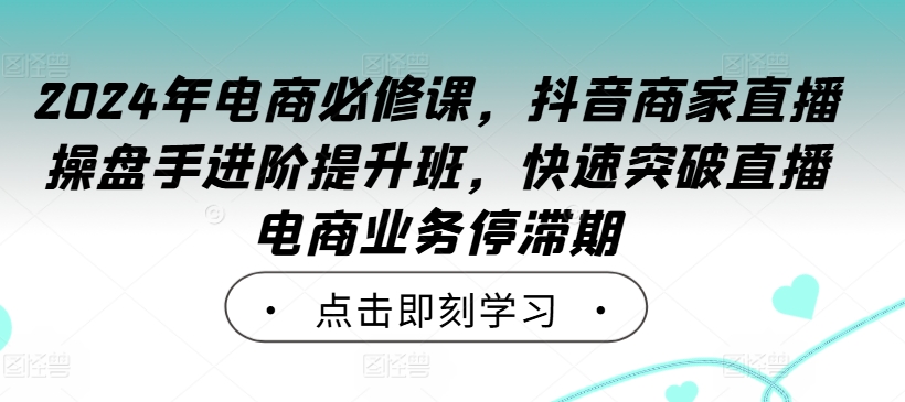 2024年电商必修课，抖音商家直播操盘手进阶提升班，快速突破直播电商业务停滞期-桀创项目掘金社