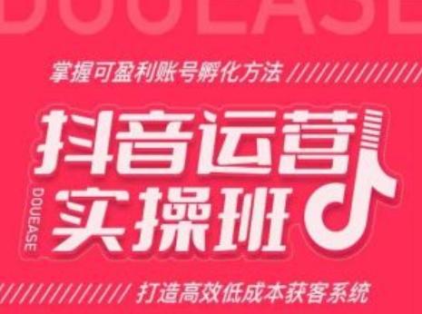 抖音运营实操班，掌握可盈利账号孵化方法，打造高效低成本获客系统-桀创项目掘金社