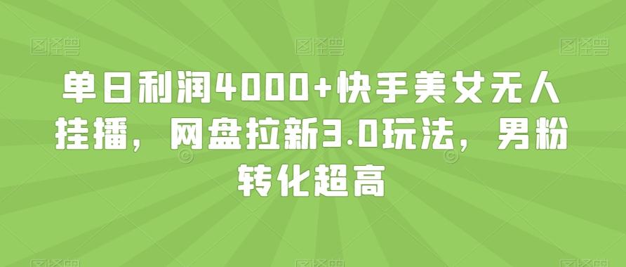 单日利润4000+快手美女无人挂播，网盘拉新3.0玩法，男粉转化超高【揭秘】-桀创项目掘金社