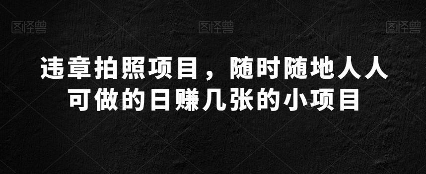 违章拍照项目，随时随地人人可做的日赚几张的小项目-桀创项目掘金社