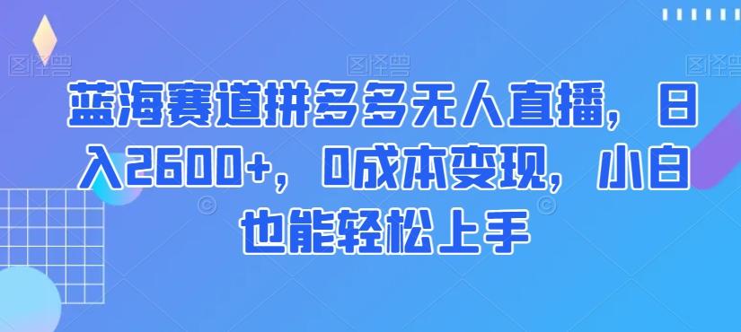 蓝海赛道拼多多无人直播，日入2600+，0成本变现，小白也能轻松上手【揭秘】-桀创项目掘金社