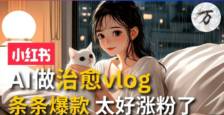 AI治愈系vlog动画视频，小红书1个月轻松涨粉破万，商单报价1500+日入2000+-桀创项目掘金社