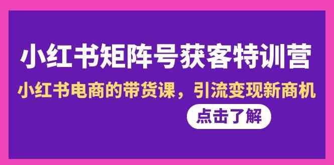小红书矩阵号获客特训营-第10期，小红书电商的带货课，引流变现新商机-桀创项目掘金社