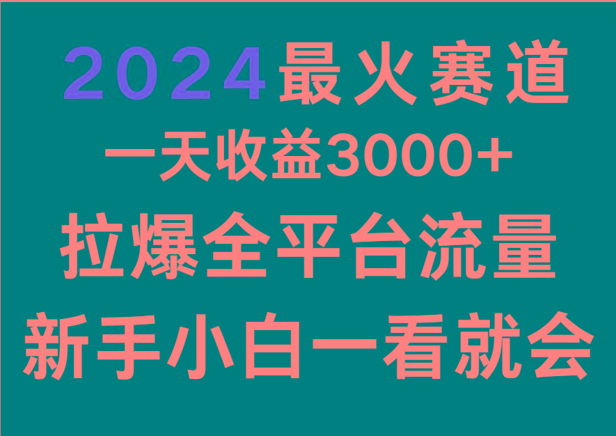 2024最火赛道，一天收一3000+.拉爆全平台流量，新手小白一看就会-桀创项目掘金社