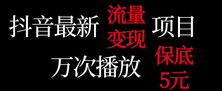 抖音流量变现，万次播放保底5元，额外收入-桀创项目掘金社