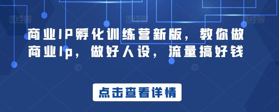 商业IP孵化训练营新版，教你做商业Ip，做好人设，流量搞好钱-桀创项目掘金社