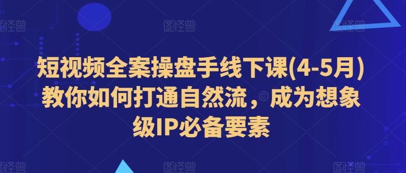 短视频全案操盘手线下课(4-5月)教你如何打通自然流，成为想象级IP必备要素-桀创项目掘金社