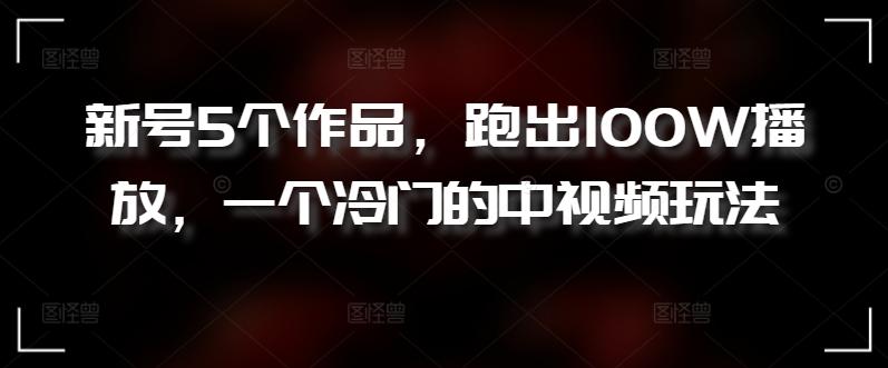 新号5个作品，跑出100W播放，一个冷门的中视频玩法【揭秘】-桀创项目掘金社