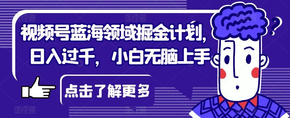 视频号蓝海领域掘金计划，日入过千，小白无脑上手【揭秘】-桀创项目掘金社