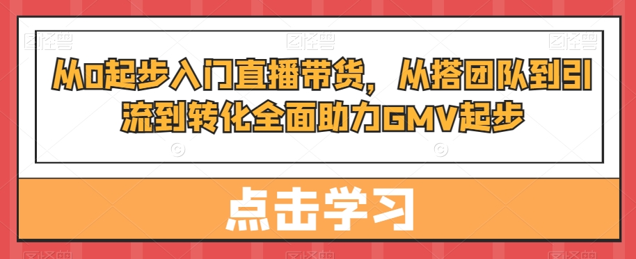 从0起步入门直播带货，​从搭团队到引流到转化全面助力GMV起步-桀创项目掘金社