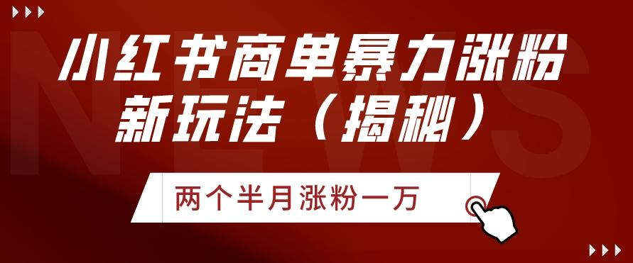 小红书商单暴力涨粉新玩法两个半月涨粉一万（揭秘）-桀创项目掘金社