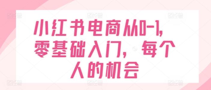小红书电商从0-1，零基础入门，每个人的机会-桀创项目掘金社