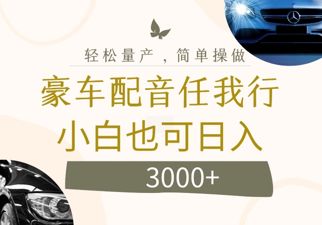 不为人知的暴力小项目，豪车配音，日入几张【揭秘】-桀创项目掘金社