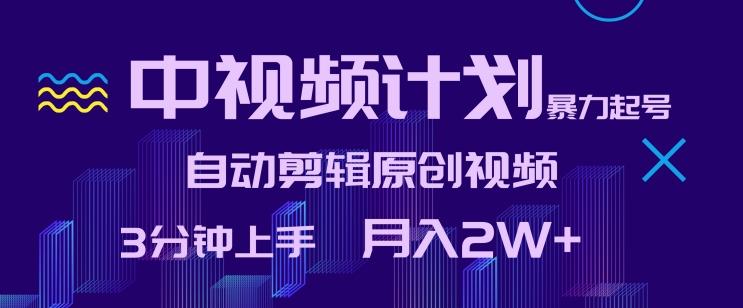 中视频计划暴力起号，自动剪辑原创视频，3分钟上手，月入2W+【揭秘】-桀创项目掘金社
