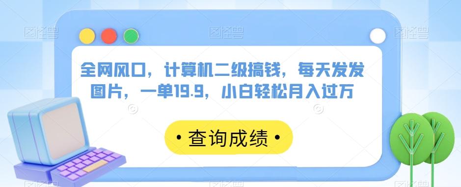 全网风口，计算机二级搞钱，每天发发图片，一单19.9，小白轻松月入过万【揭秘】-桀创项目掘金社